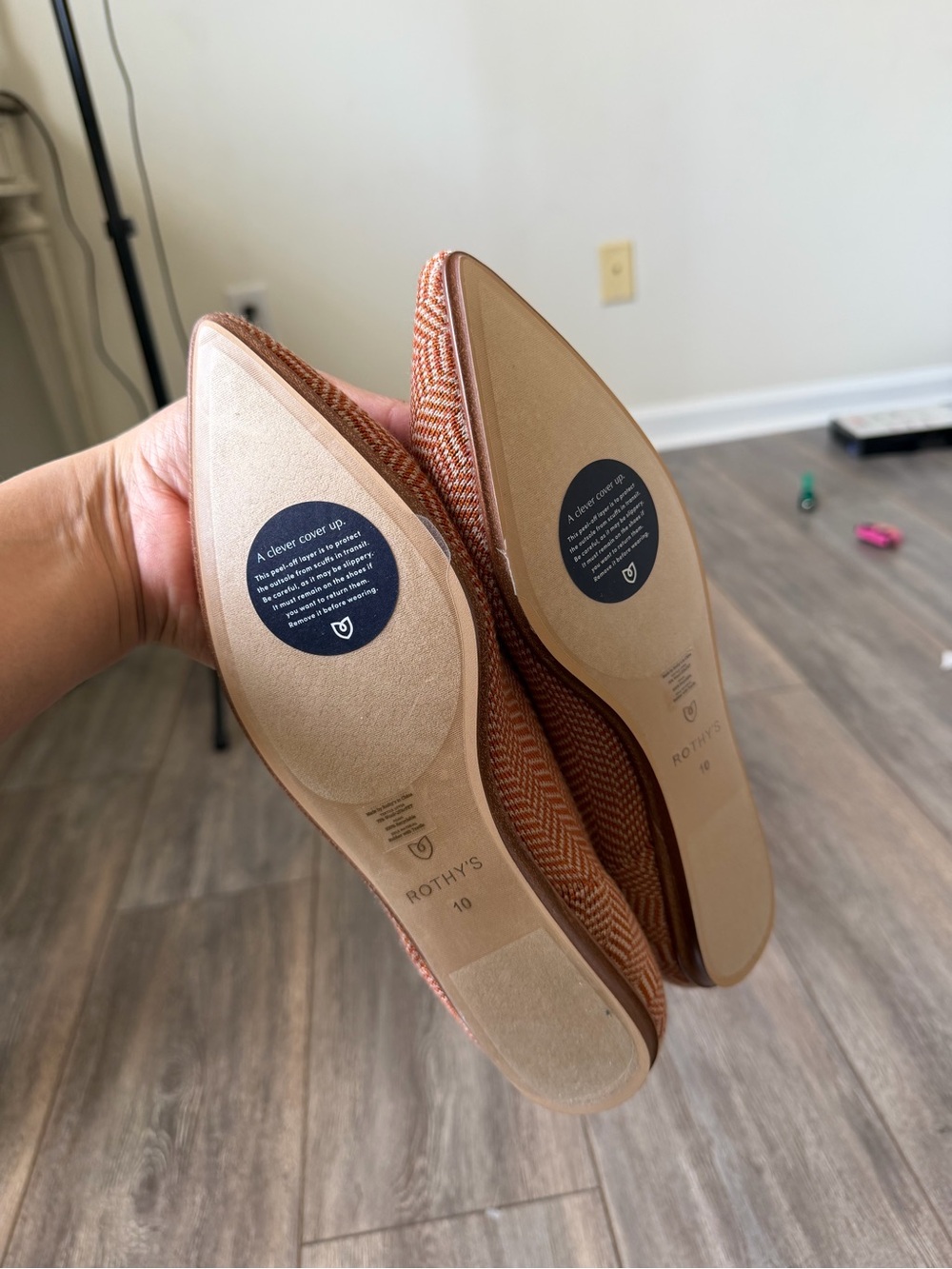 Rothy’s The Point ballet flats camel/orange Herringbone pattern size 10 - Picture 2 of 7